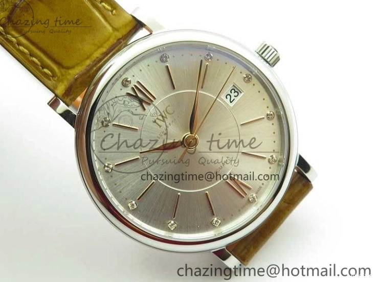 MIROTIME 0127 Durable Portofino 37mm SS V7F 1:1 Best Edition White Dial on Light Brown Leather Strap A 7092
